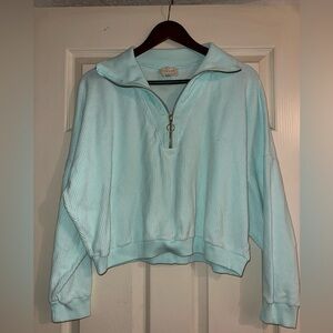 Sézane Cropped Quarter Zip Sweater size L